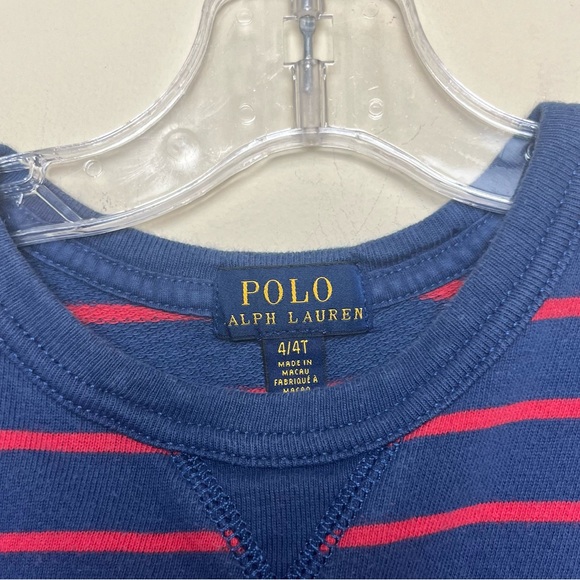 Polo Ralph Lauren Sweater Toddler 4/4T Crewneck Navy Red Gray Pullover Long - Picture 4 of 7